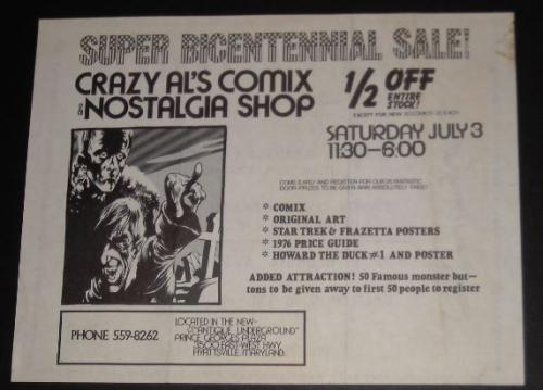 Maryland Funnybook Festival - Comic Shop ad