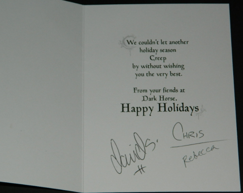 Dark Horse Christmas card inside