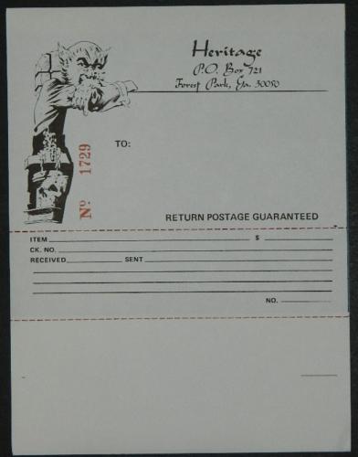 Heritage Fanzine mimeograph order sheet