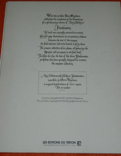 Frankenstein 1980Les Editions Du TritonBack cover